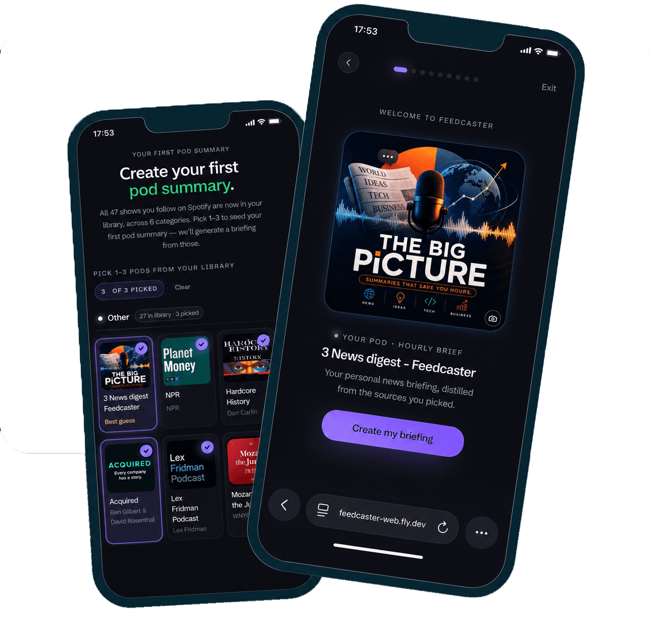 Feedcaster overview — the podcasts you follow blended into one short briefing